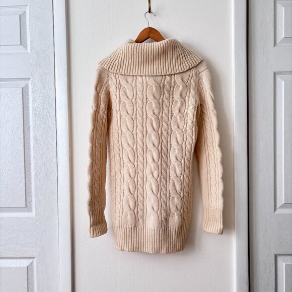 L.K. Bennett Cream Cable Knit Cowl Neck Lambswool Sweater - Picture 6 of 7